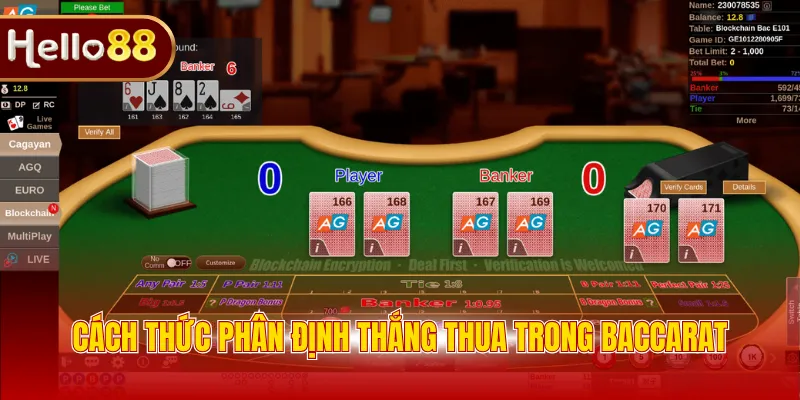 Cách thức phân định thắng thua trong Baccarat
